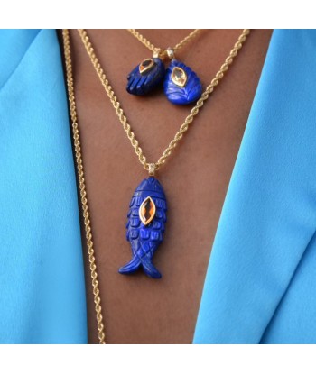 Lapis Fish Pendant français