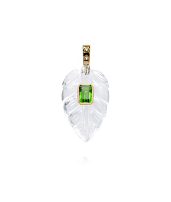 Crystal Quartz Leaf Pendant soldes