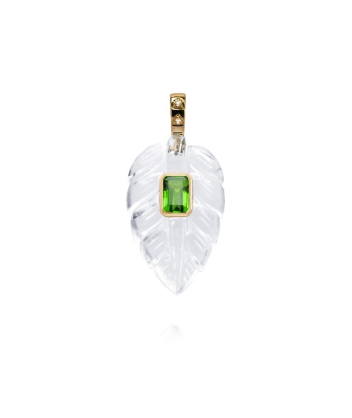 Crystal Quartz Leaf Pendant soldes