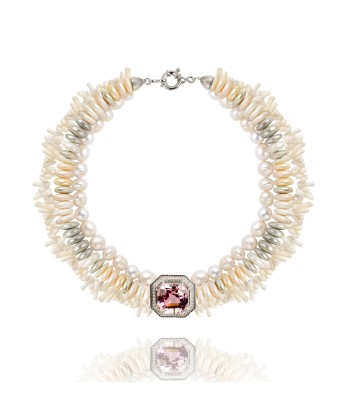 Molly special shell and kunzite necklace le concept de la Pate a emporter 