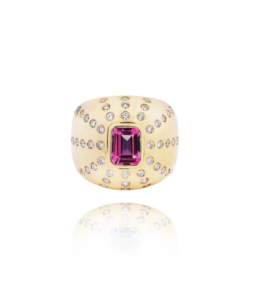 Marteen Gold and pink Tourmaline ring une grave pollution 