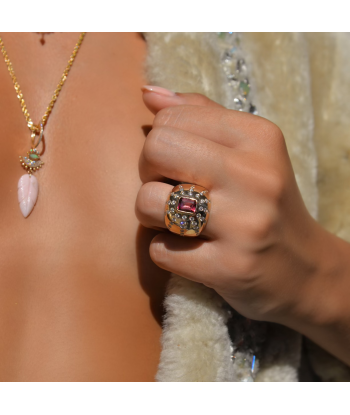 Marteen Gold and pink Tourmaline ring une grave pollution 