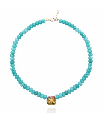 Molly necklace in Amazonite stone, 14k gold and crystal en ligne