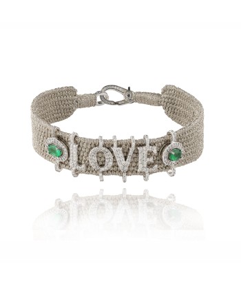 🔘  Love 🔘  Silver bracelet in Silver - Emeralds pour bénéficier 