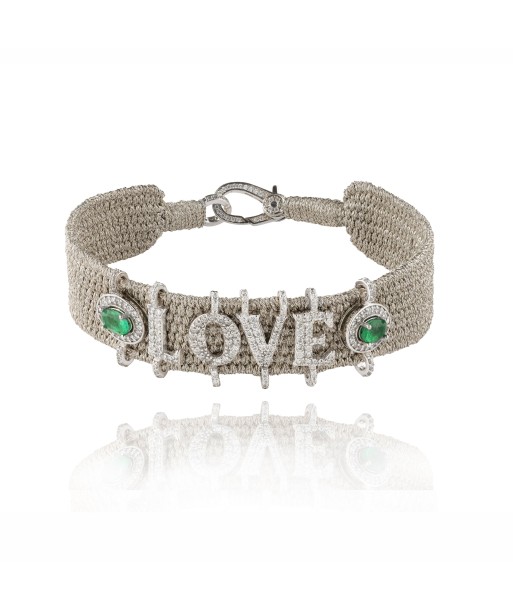 🔘  Love 🔘  Silver bracelet in Silver - Emeralds pour bénéficier 