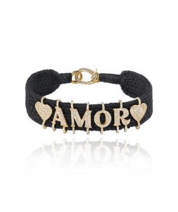 Black ❤️ Amor ❤️ bracelet in Gold plated Silver commande en ligne