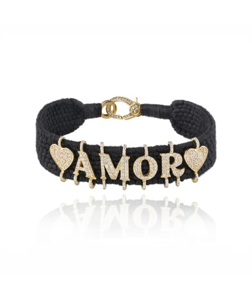 Black ❤️ Amor ❤️ bracelet in Gold plated Silver commande en ligne