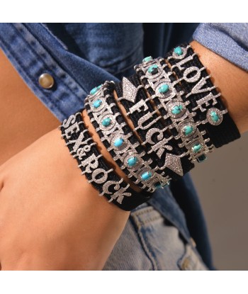 🔘 Love 🔘 black bracelet in Silver - Turquoise Comparez et commandez 