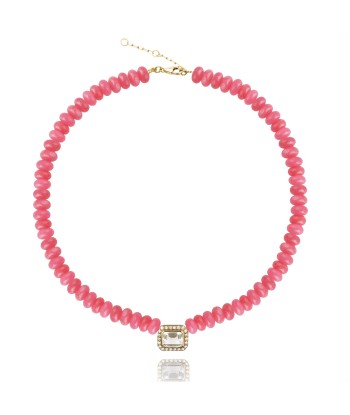 Molly necklace in Pink quartz, 14k gold and crystal 2023