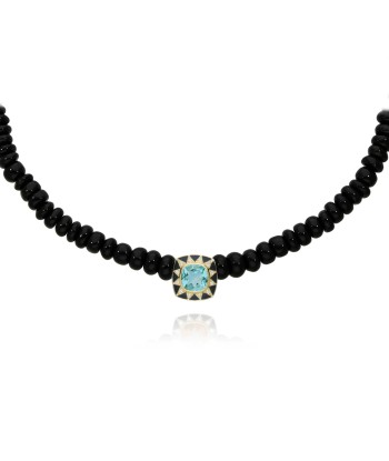 Stella onyx necklace and black enamel est présent 