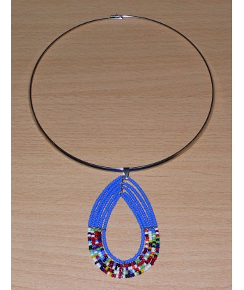 Ensemble de bijoux africains Massai bleus et multicolores Paris Déstockage Promo