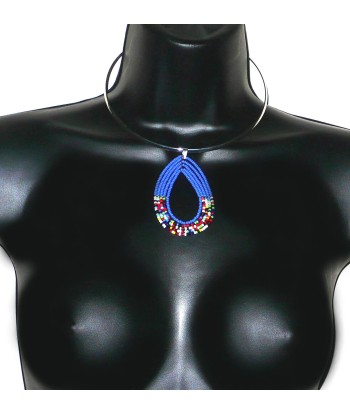 Ensemble de bijoux africains Massai bleus et multicolores Paris Déstockage Promo