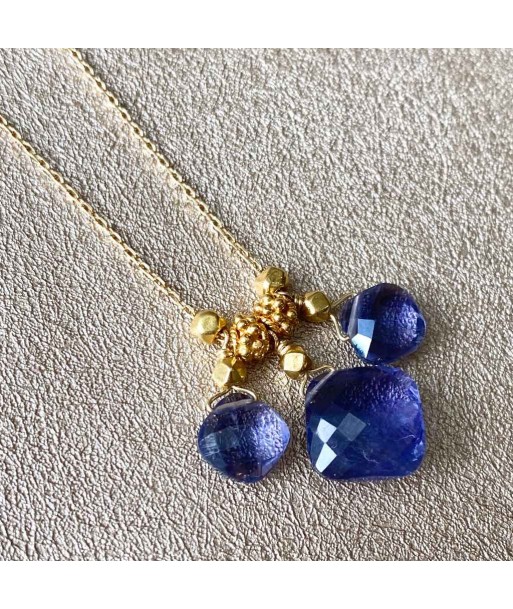 Cushion Boho Necklace Iolite - 18k Gold ou a consommer sur place