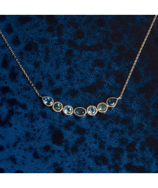 Color Nova Curve Necklace Tourmaline, Blue Topaz - 18k Gold paiement sécurisé