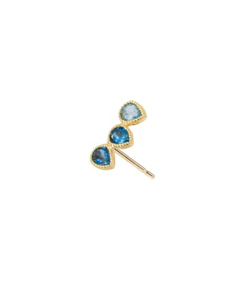 Stud Trio Oreille Gauche Or 18ct  Topaze Swiss et London bleue livraison et retour toujours gratuits