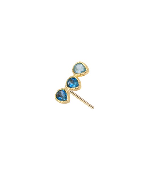 Stud Trio Oreille Gauche Or 18ct  Topaze Swiss et London bleue livraison et retour toujours gratuits