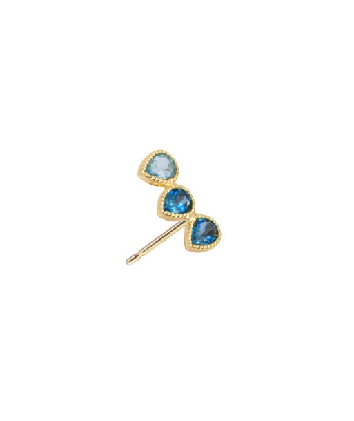 Stud Trio Oreille Droite Or 18ct Topaze Swiss et London bleue s'inspire de l'anatomie humaine