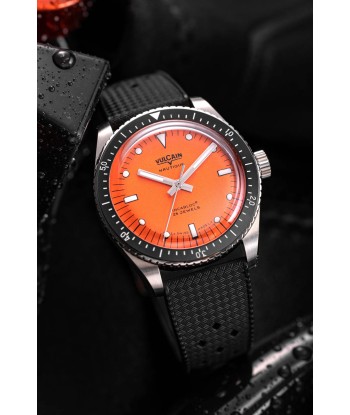 Montre Vulcain - Skindiver Nautique 38mm - Orange (metal bracelet + rubber strap included) Comparez et commandez 