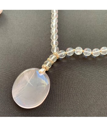 Collier quartz rose et cristal, collier femme À commander