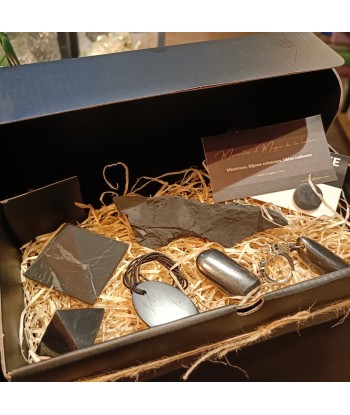 Coffret shungite "le neutralisateur d'ondes" 7 pierres de shungite naturelle, cadeau Noël offre 