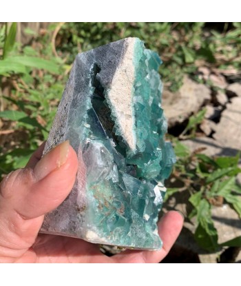 Fluorite verte cristallisée 997g, "la pierre du génie" pas cher chine