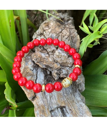 Bracelet corail rouge or 14K et zircon, ensemble de bracelets assortis mère et fille prix pour 