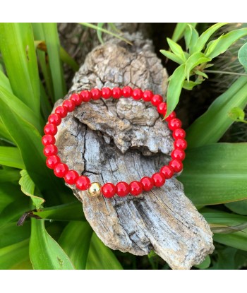 Bracelet corail rouge or 14K et zircon, ensemble de bracelets assortis mère et fille prix pour 