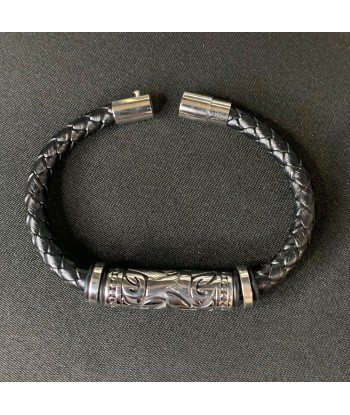 Bracelet cuir noir, cuir naturel, bracelet homme Dans la société mordern