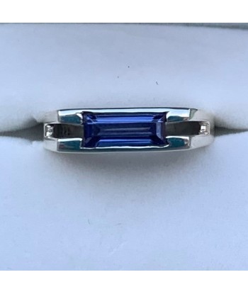 Bague tanzanite en argent 925, bague chevalière pour homme, pierre de décembre de pas cher