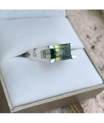 Bague en tourmaline verte en argent massif 925, bague chevalière homme est présent 