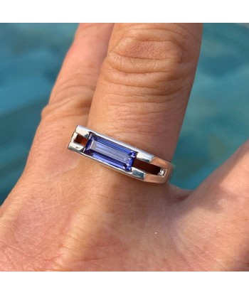 Bague tanzanite en argent 925, bague chevalière pour homme, pierre de décembre de pas cher