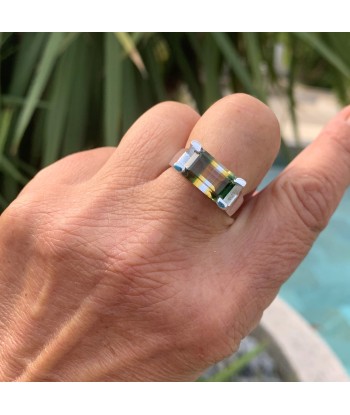 Bague en tourmaline verte en argent massif 925, bague chevalière homme est présent 