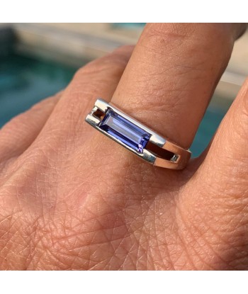 Bague tanzanite en argent 925, bague chevalière pour homme, pierre de décembre de pas cher