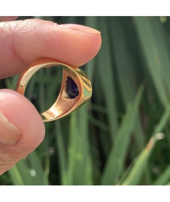 Bague en saphir en forme de trillion, une chevalière plaquée or 22K, bague pour homme Le MVP de beaucoup