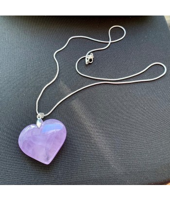 Pendentif améthyste en cœur, coeur en améthyste sur chaîne plaquée argent 925 votre