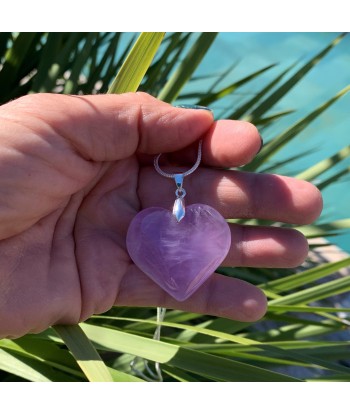 Pendentif améthyste en cœur, coeur en améthyste sur chaîne plaquée argent 925 votre