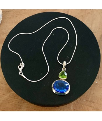 Collier tanzanite et péridot cristal en argent massif 925, un superbe bijou pour bénéficier 