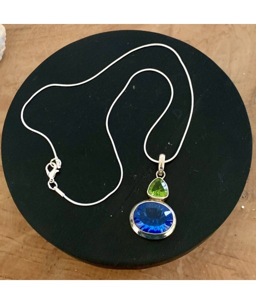 Collier tanzanite et péridot cristal en argent massif 925, un superbe bijou pour bénéficier 