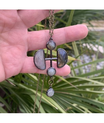 Pendentif demi-lune en labradorite facettée l'achat 