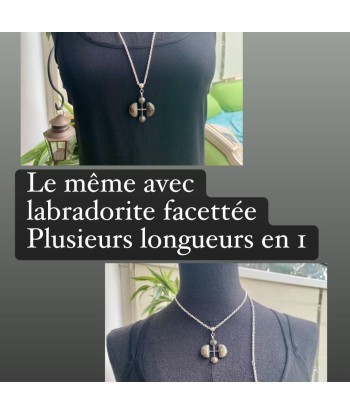 Collier demi-lune labradorite, croix en pierre facettée du choker au sautoir hantent personnes