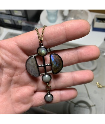 Pendentif demi-lune en labradorite facettée l'achat 