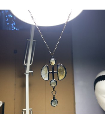 Pendentif demi-lune en labradorite facettée l'achat 