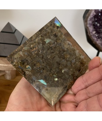 L'orgonite pyramide en labradorite avec métatron, protection contre les EMF, géométrie sacrée Profitez des Offres !