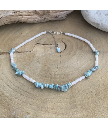 Collier en Larimar naturel, pierre de naissance de Mars hantent personnes