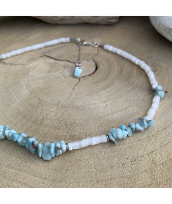 Collier en Larimar naturel, pierre de naissance de Mars hantent personnes