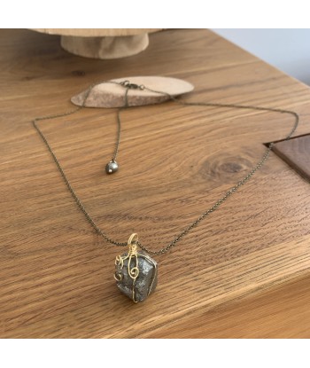 Pendentif en Pyrite brute, Bijoux fait main unique, Collier Boho shop