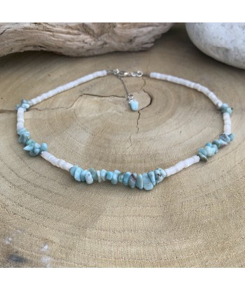 Collier en Larimar naturel, pierre de naissance de Mars hantent personnes