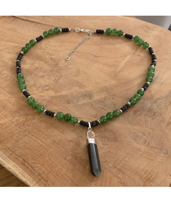 Collier tourmaline noire et jade vert, fait main, collier en pierre, Collier bohème de la marque