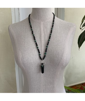 Collier Tourmaline noire et Malachite, un collier unique fait main de la marque