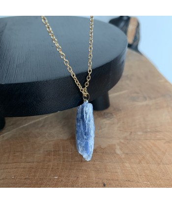 Collier cyanite or, pendentif en cyanite bleue, Choker lame de cyanite bleue Par le système avancé 